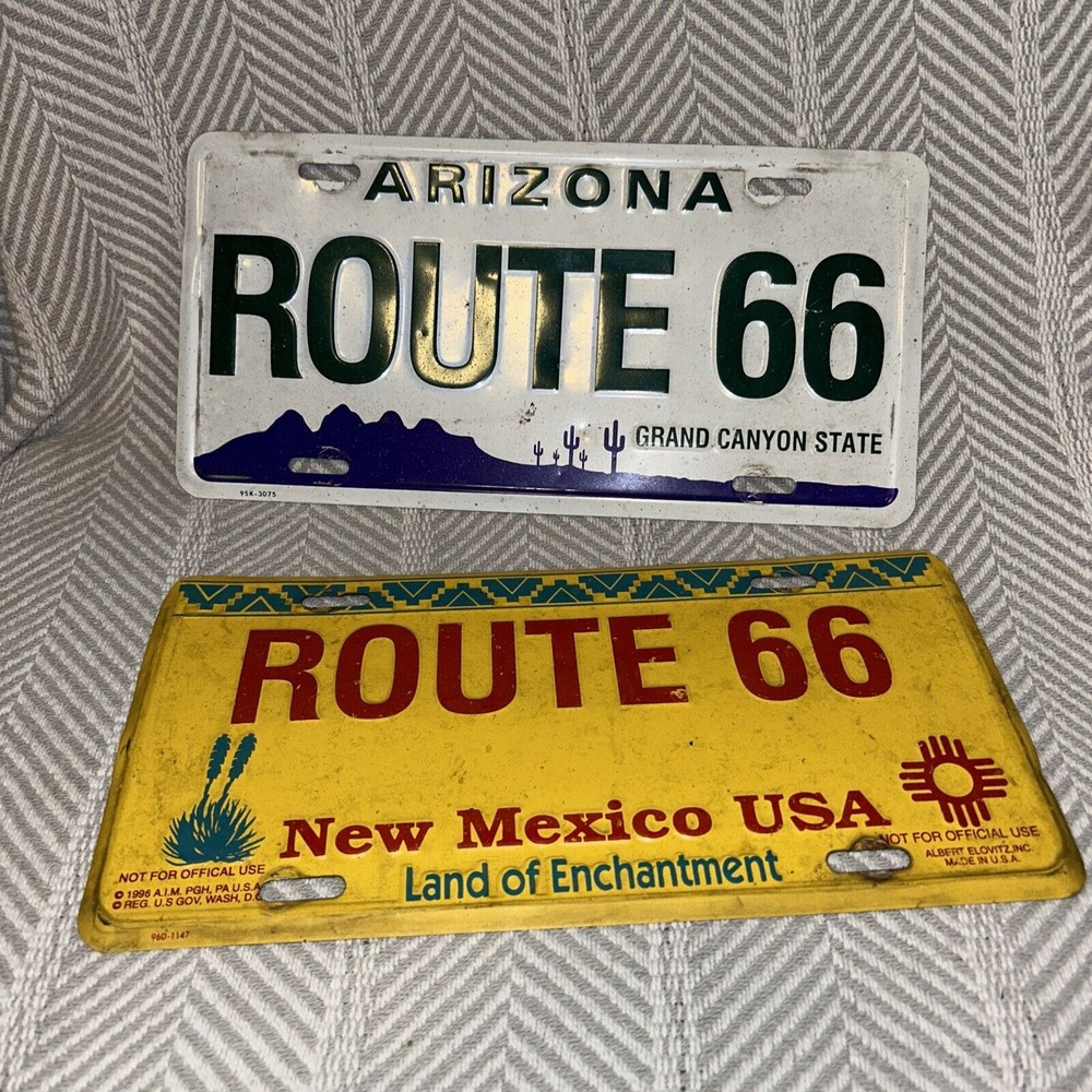 Route 66 Novelty License Plates New Mexico & Arizona Metal‎ E1